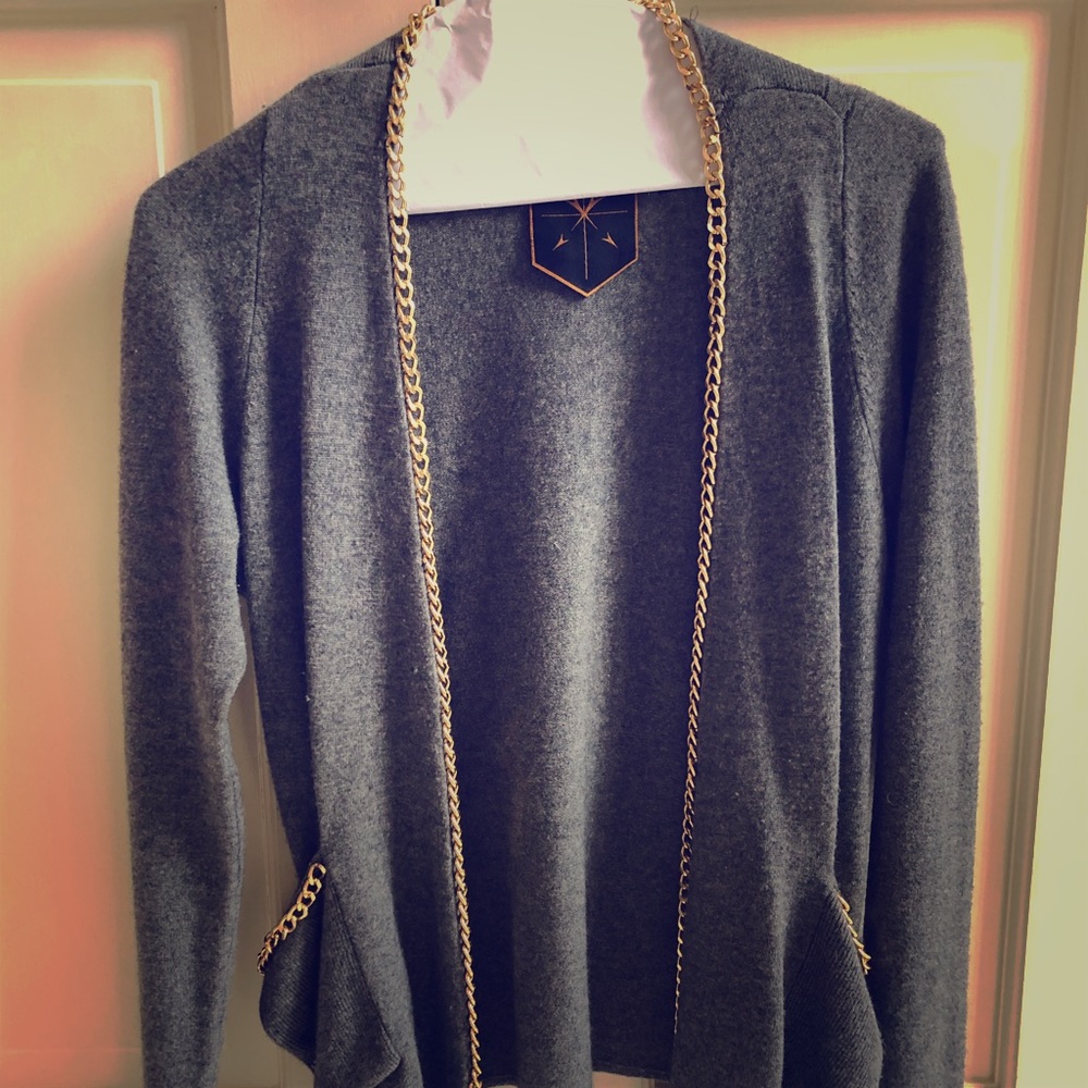 Cashmere cardigan with gold trim
